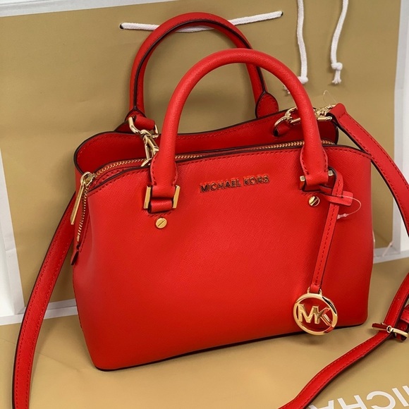 Michael kors savannah small satchel leather red - Picture 4 of 8
